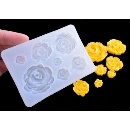 Cartoon 3D Rose Flowers Silicone Epoxy Resin UV Glue Crafts Mold Creative DIY Pendant Brooch Jewelry Tool Accessory Dried Flower