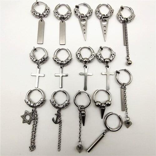 Mix 30PCS Wholesale Men Punk Earrings KPOP DNA Korean QUMORAIN Fashion Jewelry Earrings Suga Ear Stud Earrings For Women Men