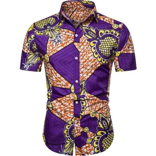 Striped Print Shirts Men Casual Summer Brand Short Sleeve Mens Aloha Shirt Beach Hawaiian Camisas Cosy Ethnic Style Camisa