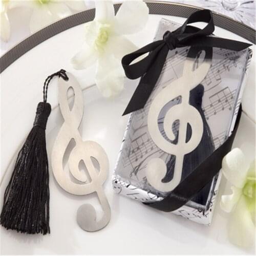 Musical Note Bookmark Metal Tassels Gifts Baby Shower Recuerdos Para Bautizo regalos de boda para los invitados souvenir 50pcs