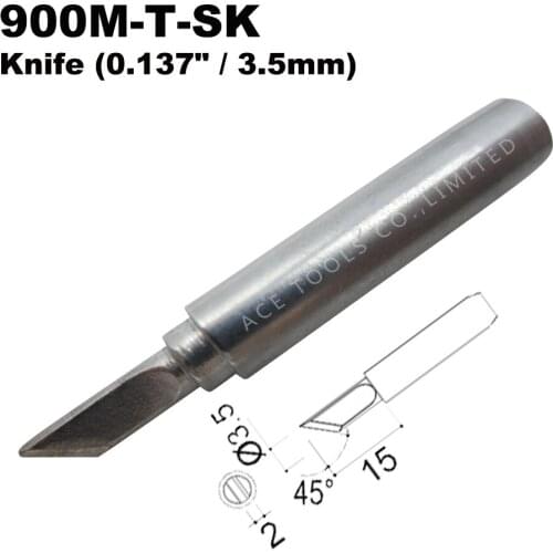 Soldering Tips 900M-T-SK Knife 3.5mm for Hakko 936 907 Milwaukee M12SI-0 Radio Shack 64-053 Yihua 936 X-Tronics 3020 Iron Bit