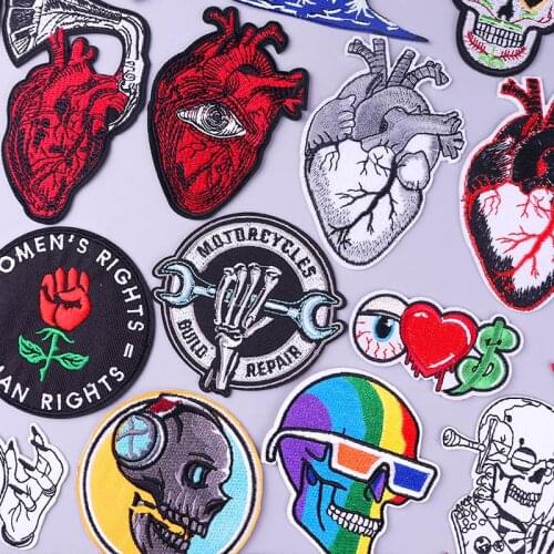 DIY Punk Biker Patch Iron On Patches On Clothes Cloth Patch Motorcycle Biker Embroidered Applique For Jackets Jeans Stripes