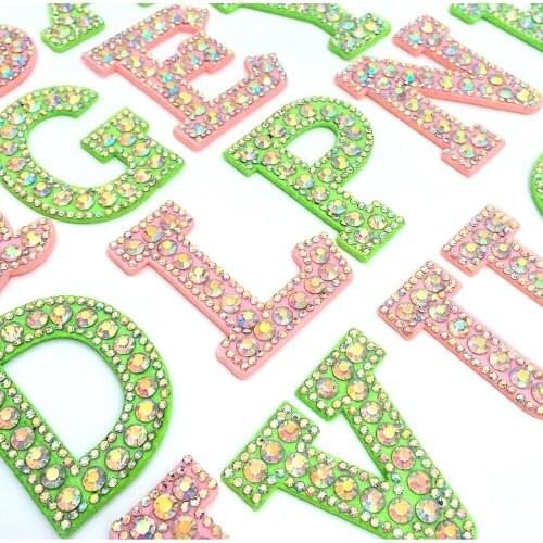 Letter Patches Sew On Rhinestone Letters Beaded Crystal Stickers For Clothes 5Pcs Handmade Rhinestone Applique Strass Crafts