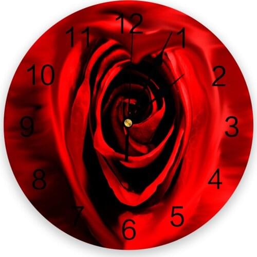 Red Rose Flower 3D Wall Clock Modern Design Brief Living Room Decoration Kitchen Clock Art Wall Watch Home Decor