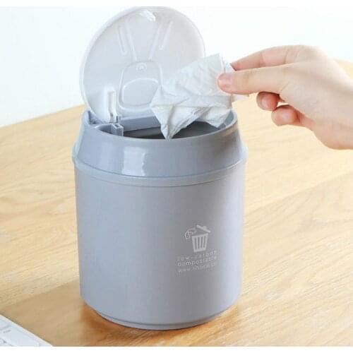New Fashionable Home Desktop Mini Trash Can Table Waste Bins Bathroom Garbage Basket Push-on Household Cleaning Accessories