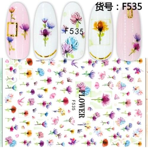 New Arrival 1 Sheet 3D Flower Super Thin Nail Stickers Tips Nail Art Adhesive Decals Manicure Tool Dark Decoration Nail Decals
