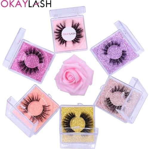 OKAYLASH 1pair/case High 3D Faux Mink Natural Fluffy Dense Eyelashes Dramatic Style Makeup Strip Lashes wholesale custom Logo