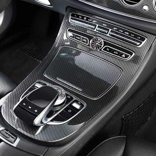 Car Center Control Gear Shift Panel Decorative Trim Carbon Fiber For Mercedes Benz E-Class W213 E200 E300 Auto Car Accessories