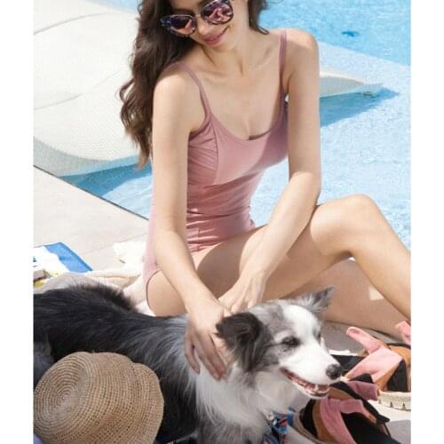 Beach costumes womens swimming suit One-piece Bathing Suit Swimsuit Halter pink swimwear bikini sexy woman bikini swimwear