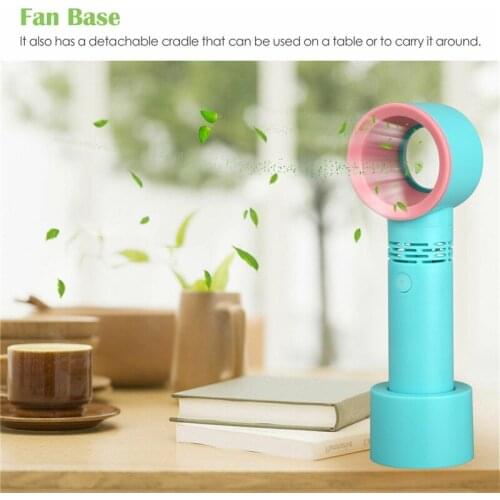 Portable Summer Mini Handheld Fan Bladeless Fan LED USB Rechargeable Mini Cooler No Leaf Handy Cooling Fan for Outdoor Office