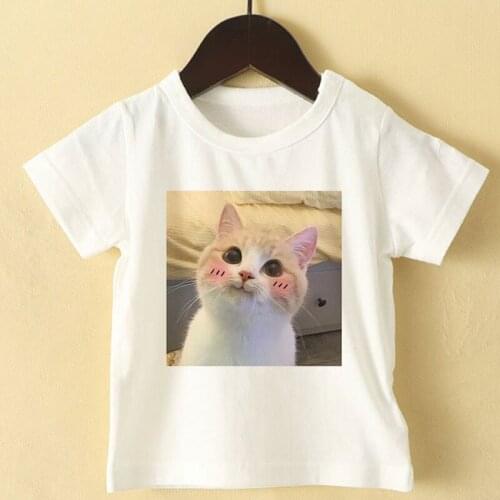 Casual Jungen T-shirt Harajuku Rundhals Mädchen Weiß Kleidung Mode Mädchen Tops Nette Katze Kawaii Maus Lustige Kinder,Drop Ship