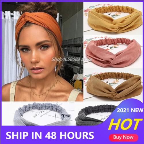 Women Headband Cross Top Knot Elastic Hair Bands Soft Solid Color Girls Hairband Hair Accessories Twisted Knotted Headwrap