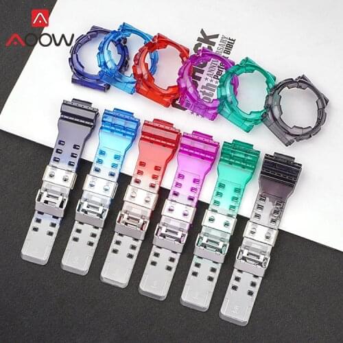 Transparent Sport Strap for Casio G-SHOCK GA-100 GA-110 GD-120 GLS-100 Colorful TPU Men Replacement Band Case Watch Accessories
