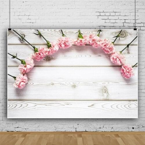 Gray Wide Wood Board Flowers Decoration Baby Shower Photo Background Newborn 1st Birthday Kids Portrait Backdrop Photography