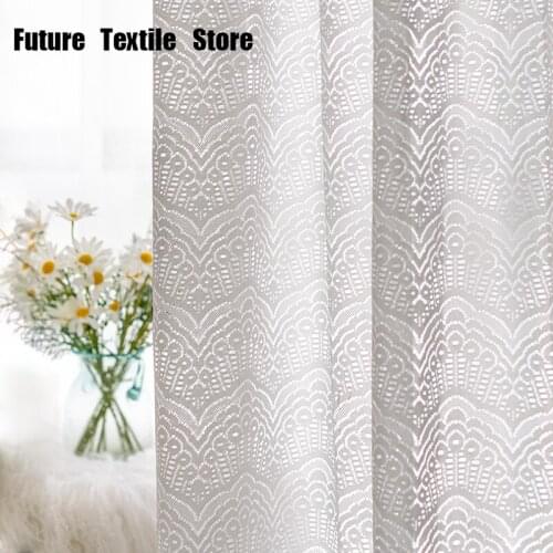 European-style Curtains for Living Dining Room Bedroom White Wave Butterfly Wings Lace Tulle Curtains Window Kitchen Curtains