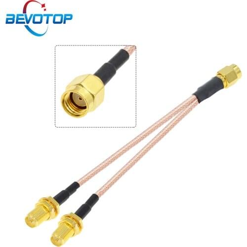 SMA Male to Dual RP-SMA / SMA Female Bulkhead Y Type Splitter Combiner WIFI Antenna Extension Cable RG316 RF Coax Pigtail Jumper