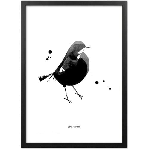Nordic Modern Ink Art Sparrow Animals Wall Art Print Paper Painting Nordic Poster And Prints Wall Pictures For Living Room Decor