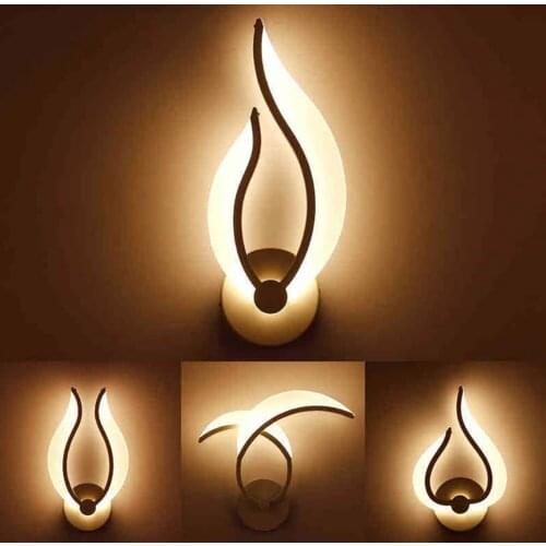 Modern LED Flame Wall Lamp For Bathroom Bedroom Acrylic Wall Sconce Warm White Indoor Lighting AC100-265V Room Beside Light