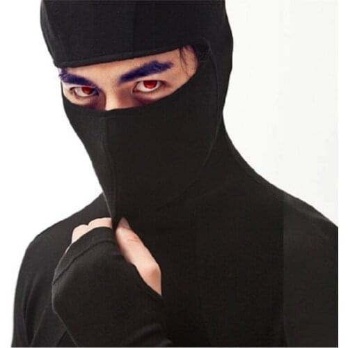 Stretch Mens Ninja Clothes Kung Fu Base Shirt Gloves Long Sleeve Masked Hoodie Turtleneck Stack Neck Emblem Pullover Harajuku