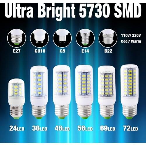 220V GU10 Led Lamp E14 LED Candle Light Bulb E27 Corn Lamp G9 Led 7W 9W 12W 15W 20W 25W Bulb B22 Chandelier Lighting For home