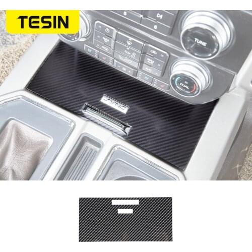 TESIN Car Gear Shift Front Storage Box Decoration Cover Sticker for Ford F150 2015 2016 2017 2018 2019 2020 2021 Accessories