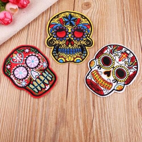 Embroidery cloth stickers computer chapter boutique DIY punk style skull clothes decoration patch stickers cloth