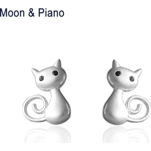 925 Sterling Silver Cat Stud Earrings Lady Fine Jewelry For Woman Beautiful Birthday Gift Trendy Party Gift For Girl 2018 New