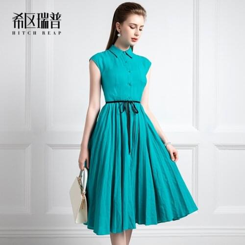 High End Hepburn Dress Womens Summer 2021 New French Style Linen Retro Swing