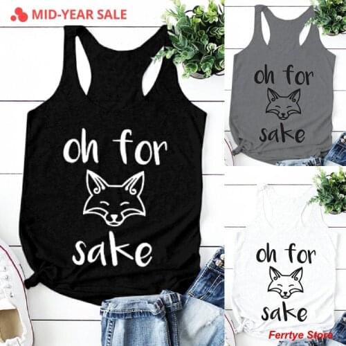 Oh for Sake Cartoon Fox Printed Vest for Women Cute Lovely Tank 2020 New Tops Female Unisex Summer Sleeveless Top Mujer