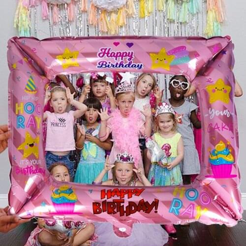 1pcs happy birthday party photo frame balloons kids adult birthday photo booth props 1st birthday balloon baby shower ballon