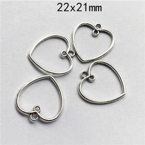 30pcs 22x21mm HeartA Connector Pendants Charms Jewelry Making DIY WomenNecklace Bracelet Handmade Craft Accessories