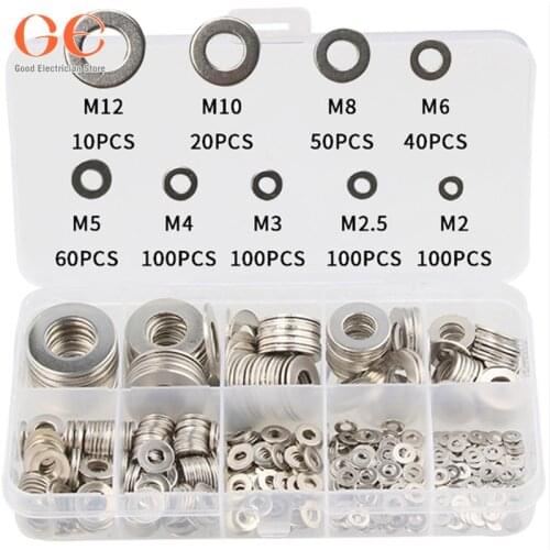 580X Stainless Steel Flat Washers Kit For M2/M2.5/M3/M4/M5/M6/M8/M10/M12 mini lavadora de ropa kit de resorte de goma universa