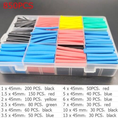 850pcs/656pcs Heat Shrink Tubing Insulation Shrinkable Tubes Assortment Electronic Polyolefin Wire Cable Sleeve Kit Heat Shrink
