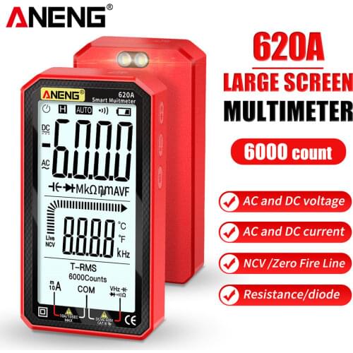 ANENG 620A Digital Smart Multimeter Transistor Testers 6000 Counts True RMS Auto Electrical Capacitance Meter Temp Resistance