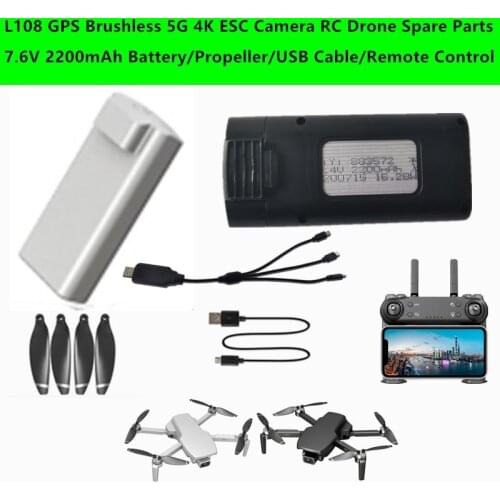 L108 GPS Brushless RC Drone Spare Parts 7.6V 2200mAh Battery/Propeller/USB Cable/Remote Control For L108 5G 4K ESC RC Quadcopter