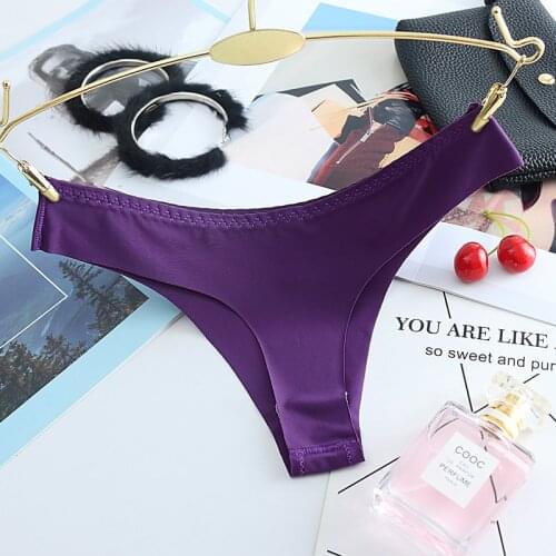 Free Shipping ice silk g-strings seamless panties womens underwear no trace tangas briefs low waist sexy brand bragas calcinhas