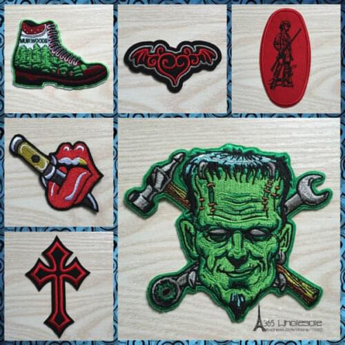 FreeShipping Green Monster Hul Boot Red Lips stickers 10pcs/lot Iron On Embroider cloth patch party costume decoration kids gift