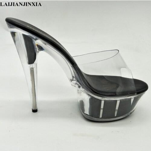 LAIJIANJINXIA Crystal 15cm High-Heeled Sandals Paryty Queen Dance Shoes Dancing Shoes Model High Heels Womens Dance Shoes K-031