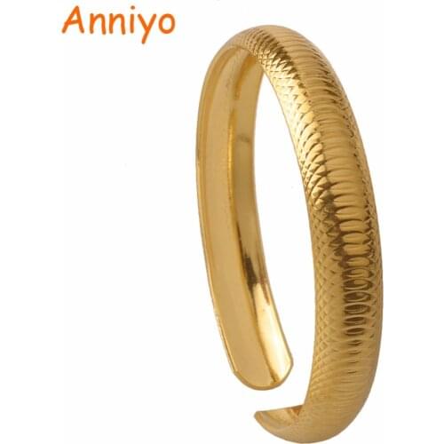Anniyo Gold Color Bangles Bracelets for Girls African Arab Middle East Childrens Kids Jewelry Birthday Gifts #098306