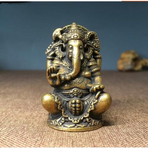 Asia India Thailand Greco-Buddhist HOME CAR Pocket Talisman Protection Retro bronze Ganesha God of wealth Buddha statue safe