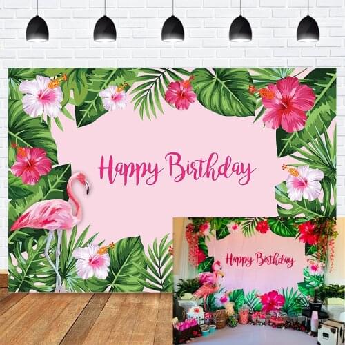 Flamingo Backdrop Tropical Pink Flamingo Birthday Monstera Leaf Photo Background Summer Aloha Party Lets Flamingo Photography