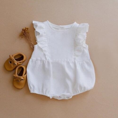 Baby Girl Clothes Summer 2020 New Infant Baby Girl Rompers Solid Sleeveless White Pink Newborn Jumpsuit Outfit Sunsuit Clothing