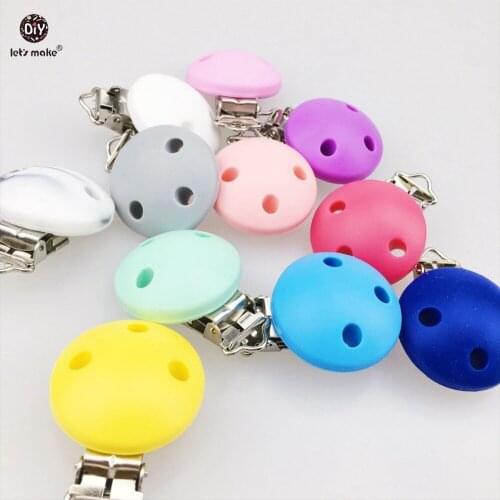 Lets make Baby Teether 20pc Round Shape Teething Pacifier Chain Holder Clip BPA Free Silicone Clips For Baby Nursing Bracelet