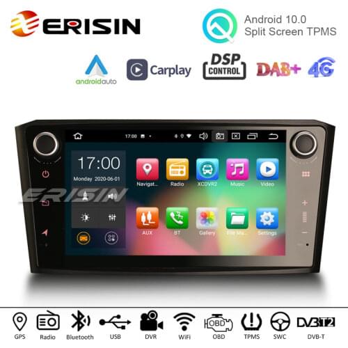 Erisin 8107 8" DSP Octa-Core Android 10.0 Car Stereo DAB Navi OBD2 WiFi CarPlay Auto DVR BT GPS For TOYOTA AVENSIS T25 2003-2008