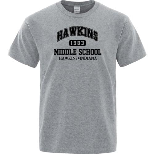 Stranger things Hawkins High School tshirt Men Punk Rock Fitness T Shirts fashion Casual tee shirt Mens Summer Cotton t-shirt