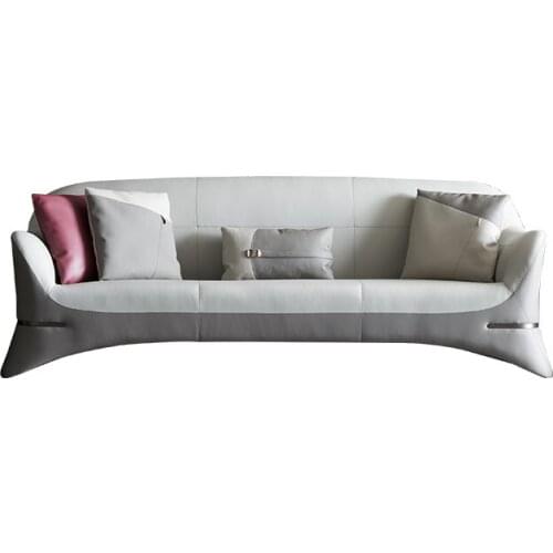 Italian light luxury leather sofa modern simple living room sofa coffee table combination small house type