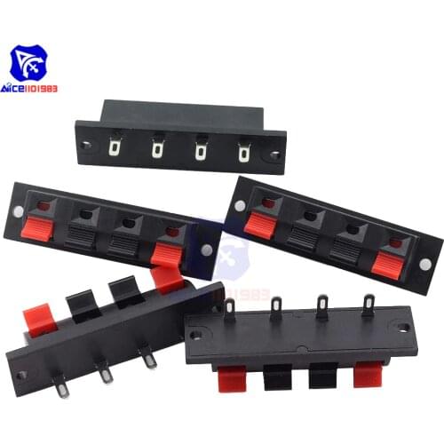 Diymore 5PCS/Lot 4 Pin Speaker Terminal Block 4 Way Amplifier Spring Jointing Clamp Test Clip Stereo Speaker Strip Connector