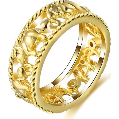 Hainon Pop Elephant Round Ring for Woman Birthday Gifts Cubic Zirconia Party Anniversary Jewelry Gold Color Rings Gifts