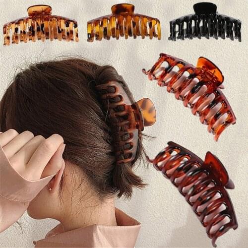 Hot Sale 1pc Woman Solid Color Claw Large Barrette Crab Hair Claws Bath Clip Ponytail Clip for Women Girls Hair Accessories Gift