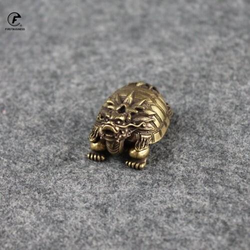 Copper Chinese Dragon Turtle Figurines Small Desk Ornaments Brass Feng Shui Animal Home Decor Office Desk Decorations Gifts